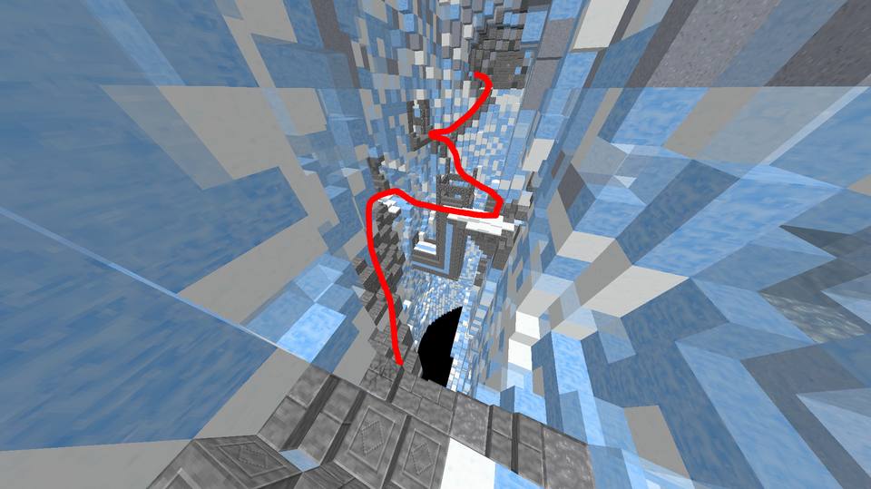 Image 9 — Depuis les dalles mouvantes : traverser la crevasse pour récupérer une Petite Clef.