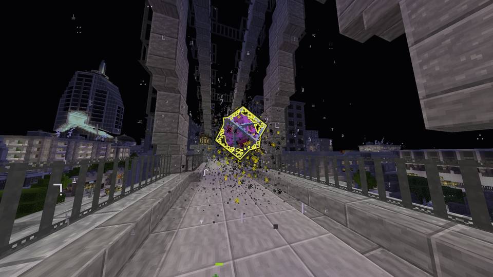 Image 3 — Combat contre Sérile : une sphère visible à travers les obstacles.